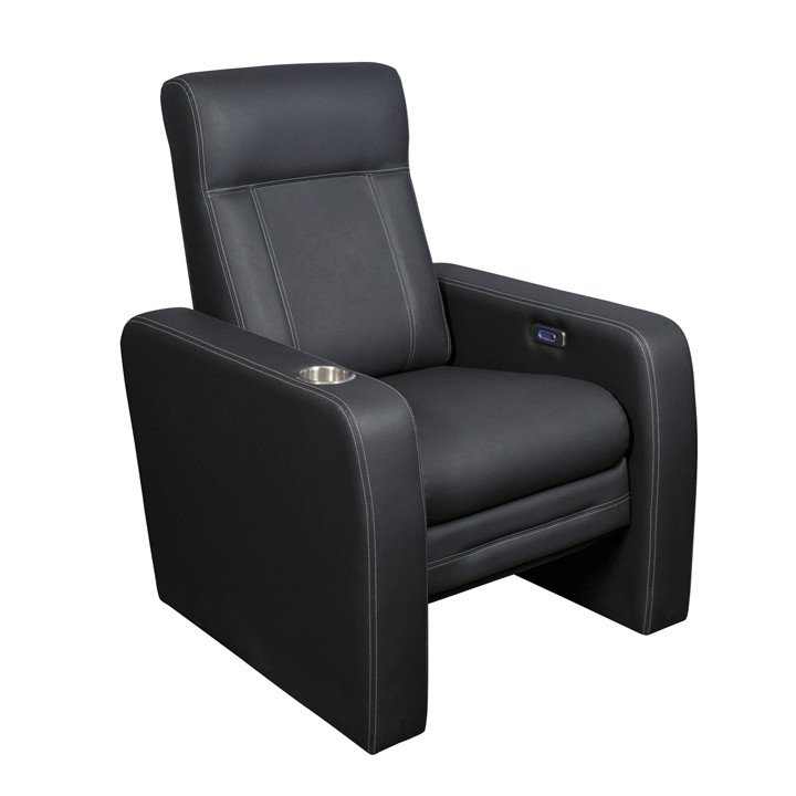 Cooper Silver Recliner with white contrast stitching
